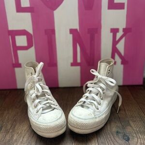 Converse White and blue Platform Sneakers